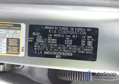 2022 Kia Soul Lx z USA, uszkodzony, nr VIN KNDJ23AU7N7825856